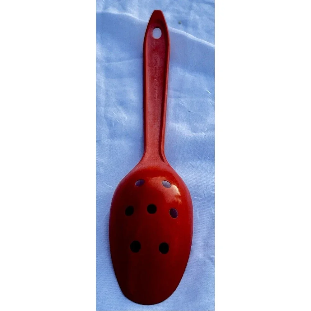 Vintage Hutzler LOPOL No. 700P Red Slotted Serving Spoon USA MCM Retro